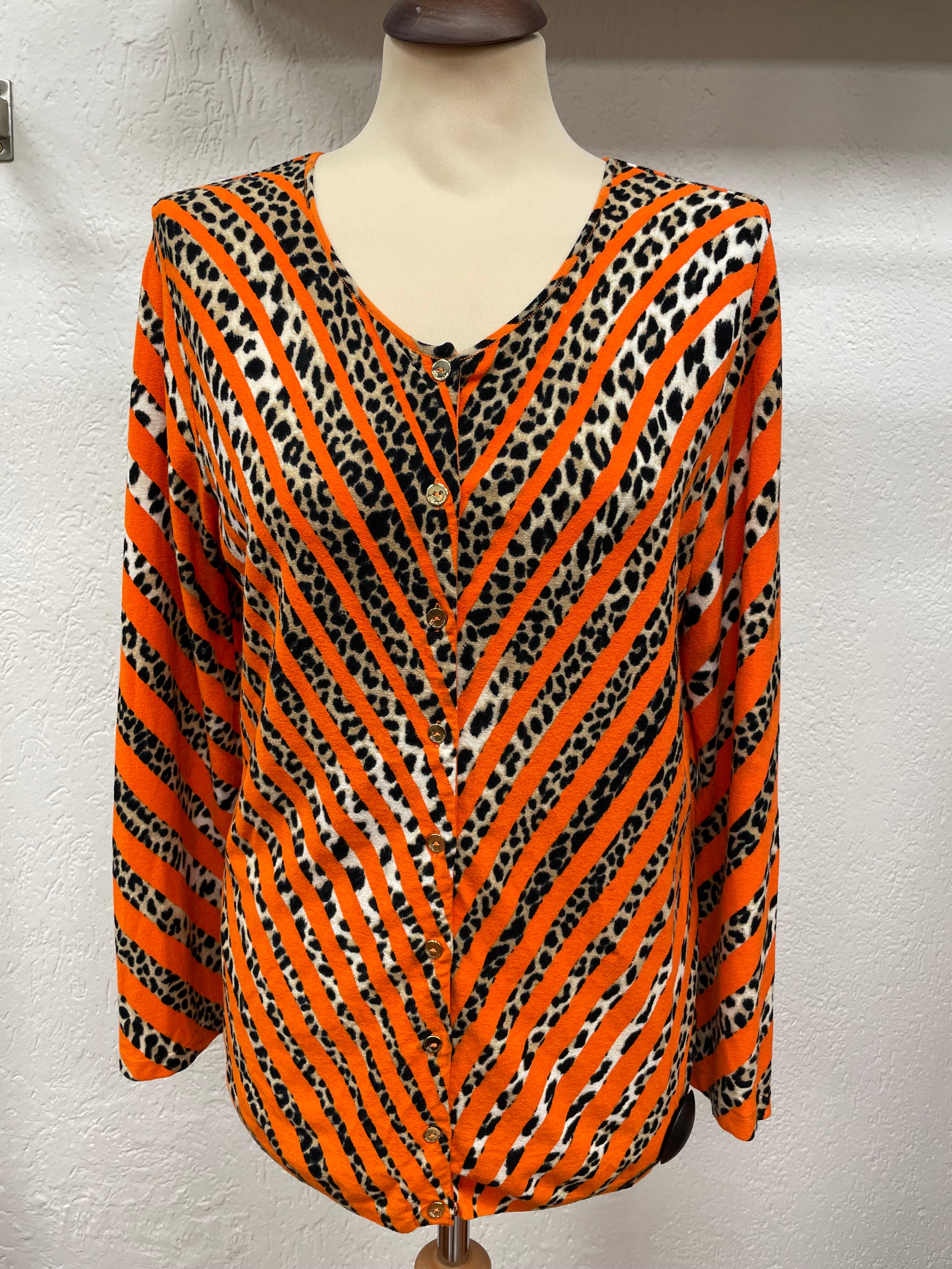 Blumarine vest maat 44 XXL oranje bruin zwart animal