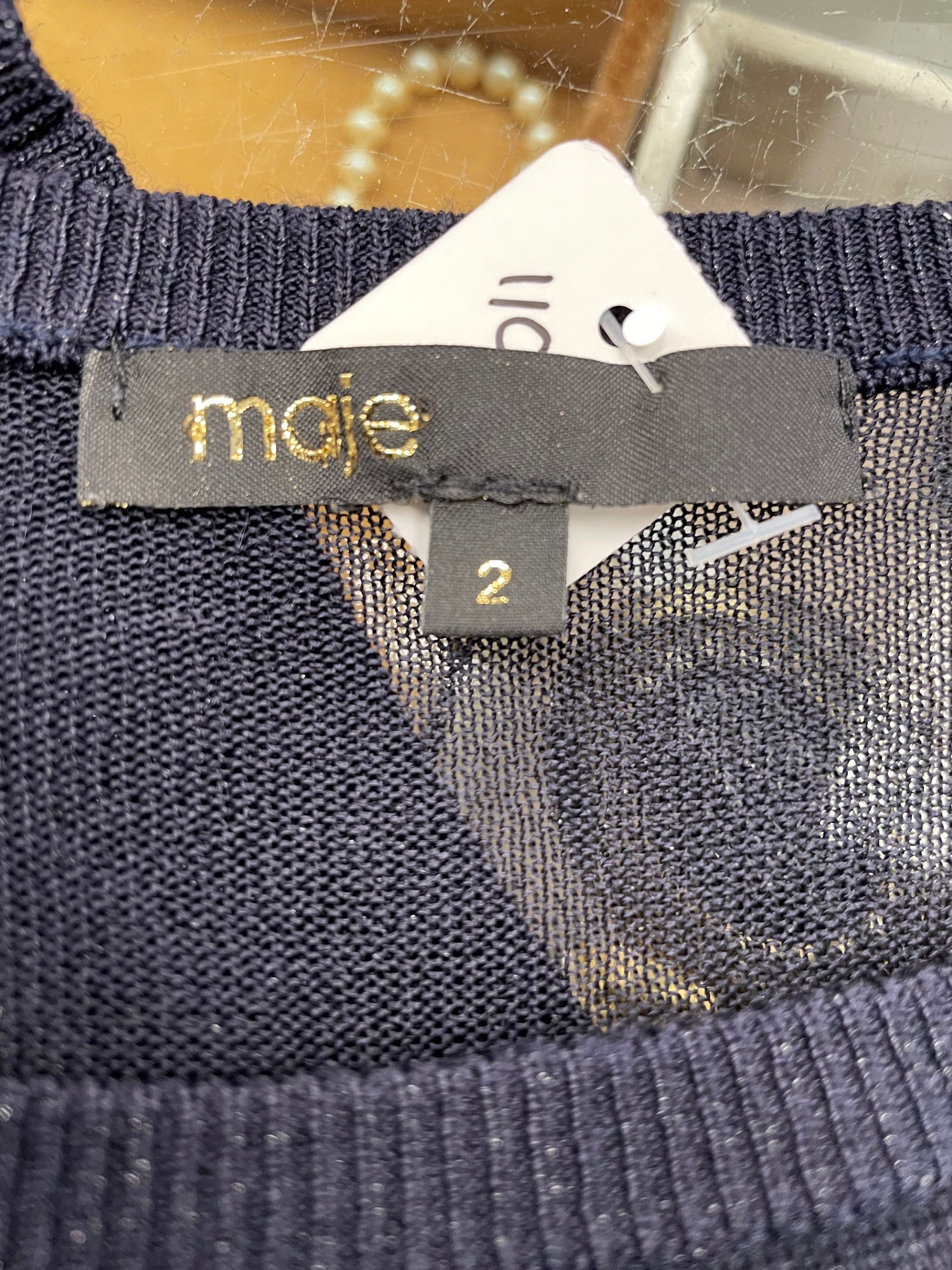 Maje trui seethrough donkerblauw maat M 38 (2)