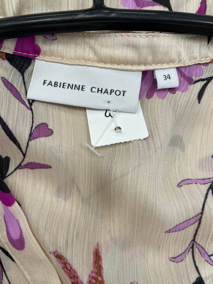 Fabienne Chapot blouse maat 34 XS ecru roze paars bloemen