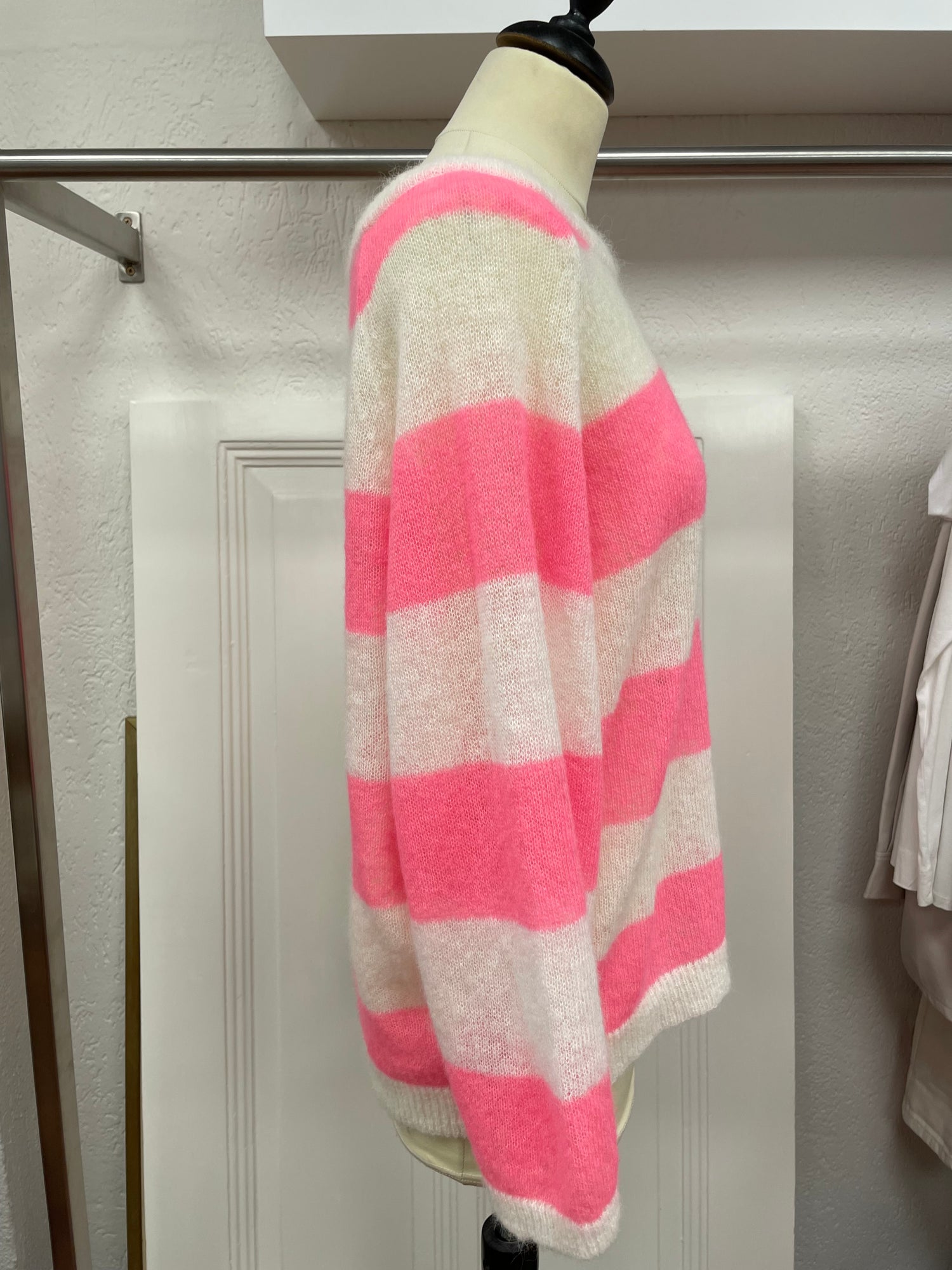 10 Days trui maat M 38 knitted strepen alpaca merino wit roze