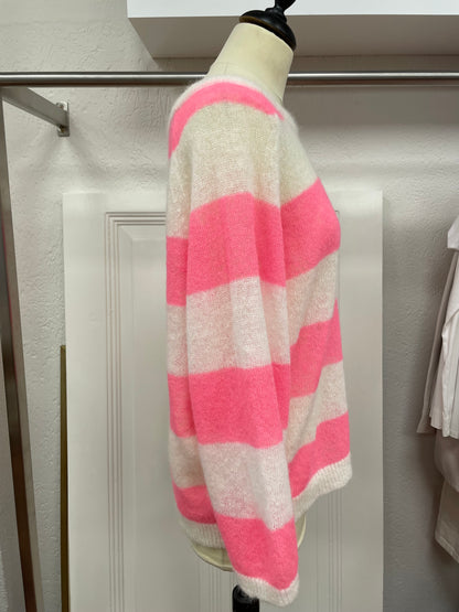 10 Days trui maat M 38 knitted strepen alpaca merino wit roze