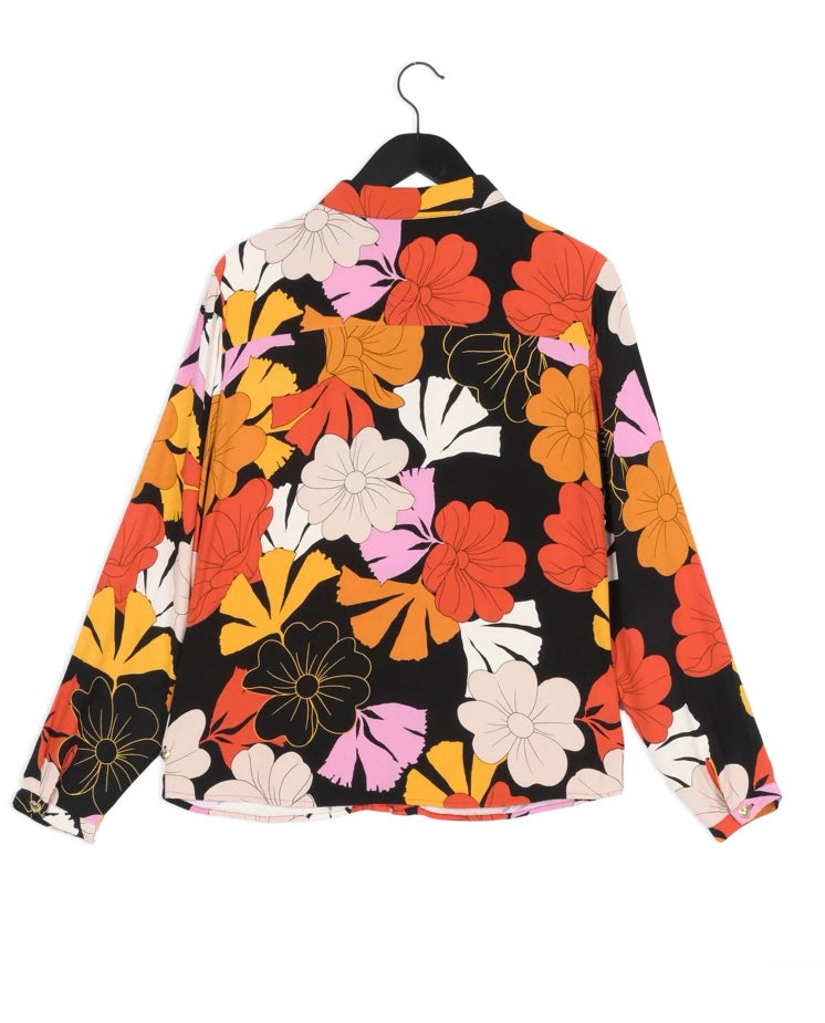 Fabienne Chapot blouse maat 36 S zwart bloemen