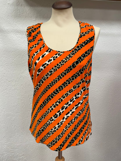 Blumarine top oranje animal bruin zwart maat 44 XXL