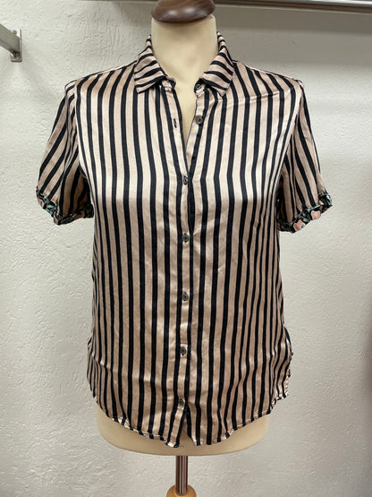 Scotch &amp; Soda blouse maat S 36 streep beige zwart satijn