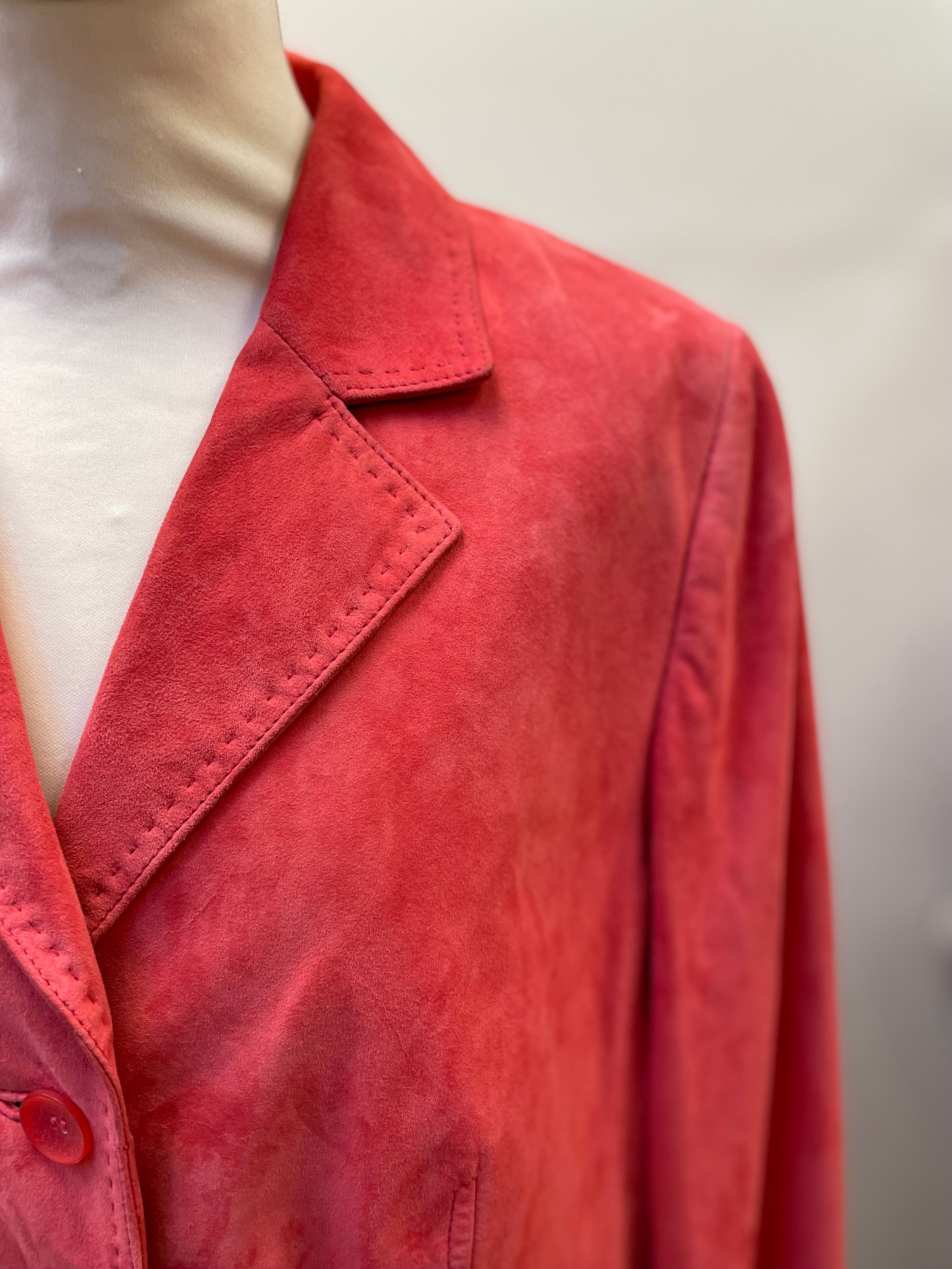 Basler jasje blazer maat 44 XXL rood suède leder