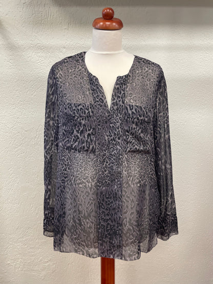 Marc Cain blouse zijde maat 5 XL 42 paars lila grijs