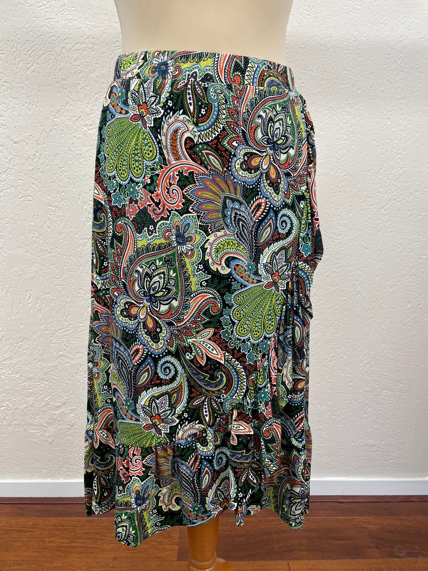 Geisha rok maat S 36 zwart groen Paisley tricot