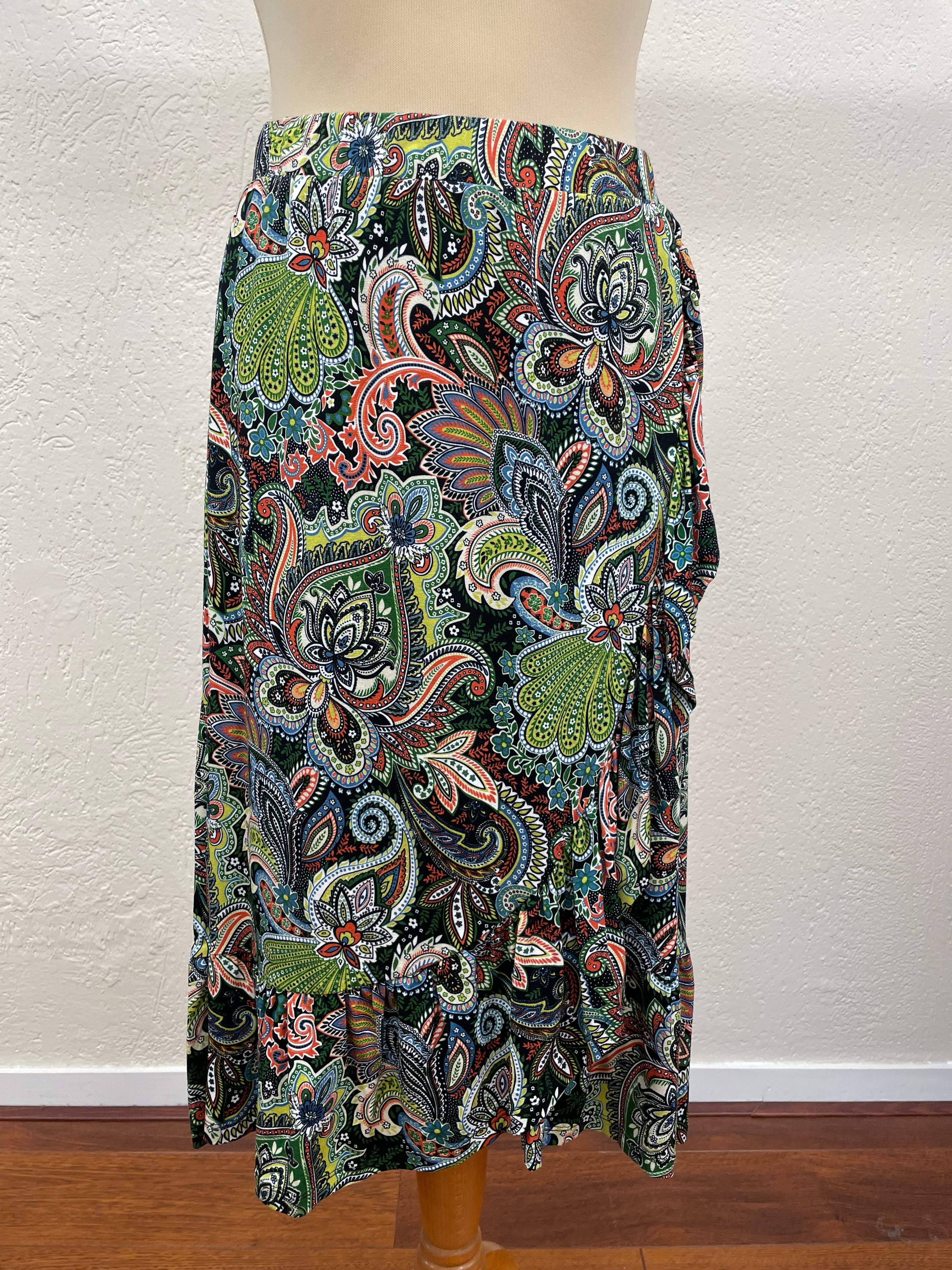 Geisha rok maat S 36 zwart groen Paisley tricot