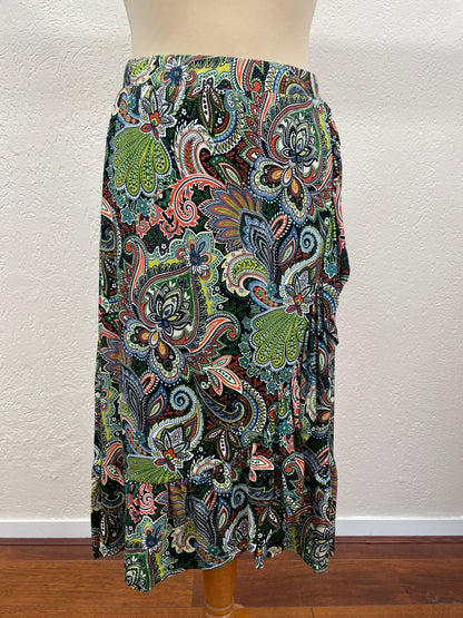 Geisha rok maat S 36 zwart groen Paisley tricot