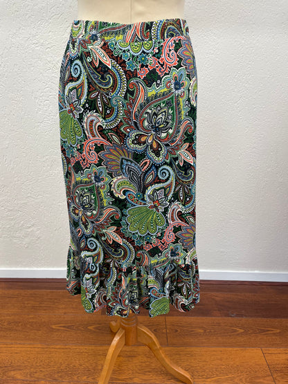 Geisha rok maat S 36 zwart groen Paisley tricot
