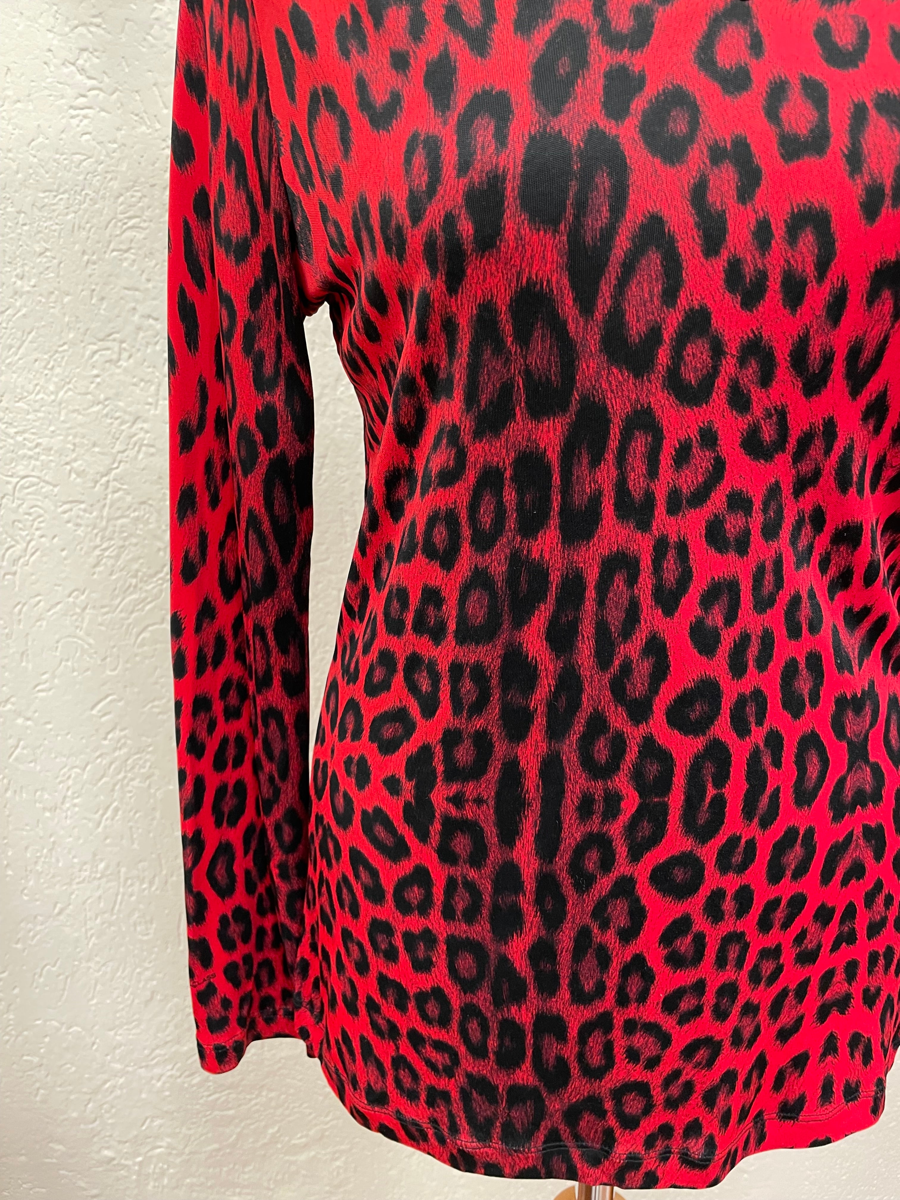 Cavalli shirt maat 40/42 rood zwart animal