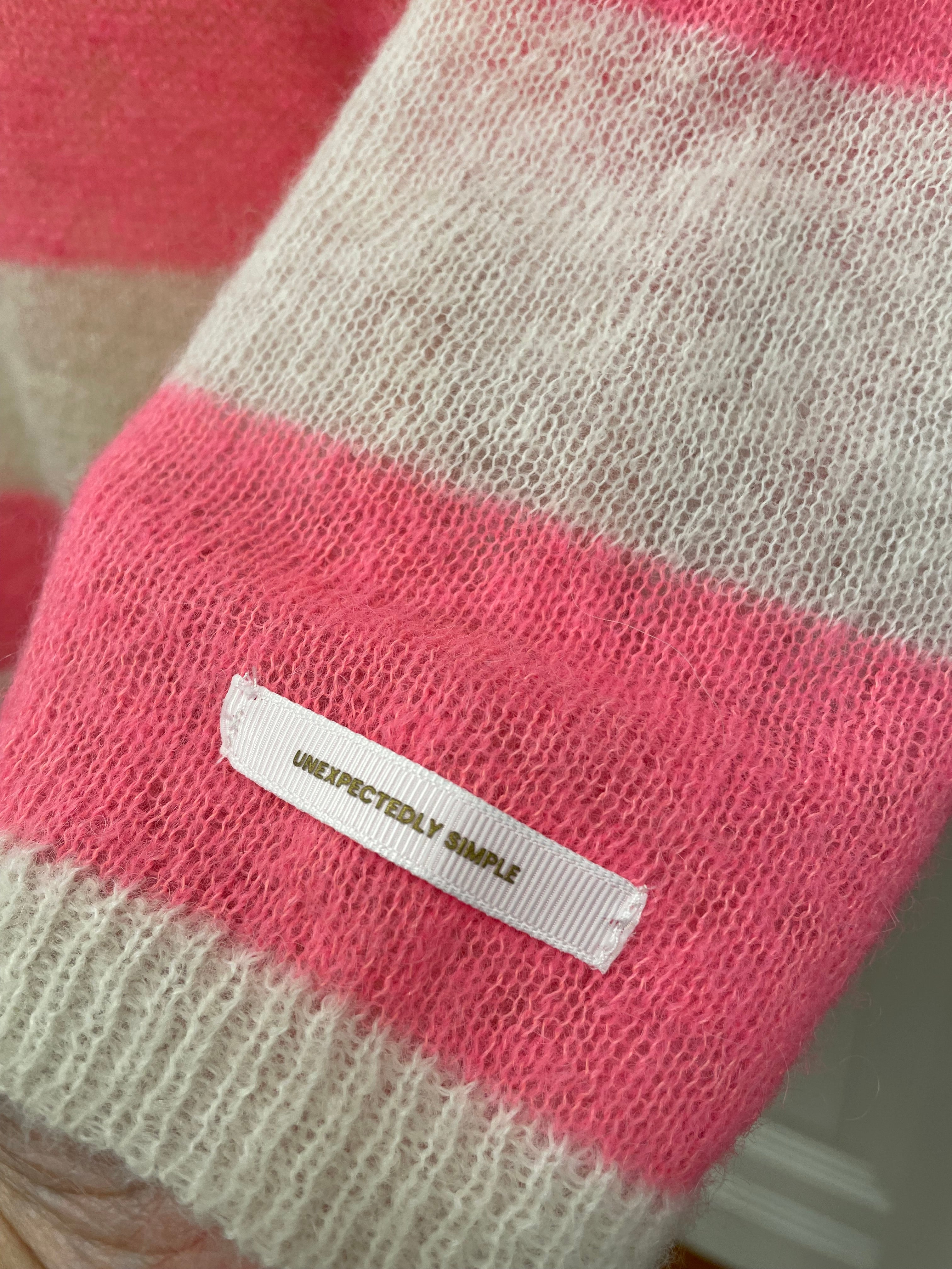 10 Days trui maat M 38 knitted strepen alpaca merino wit roze