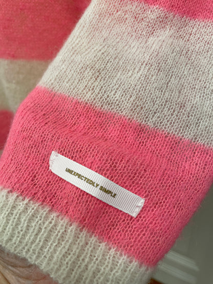 10 Days trui maat M 38 knitted strepen alpaca merino wit roze