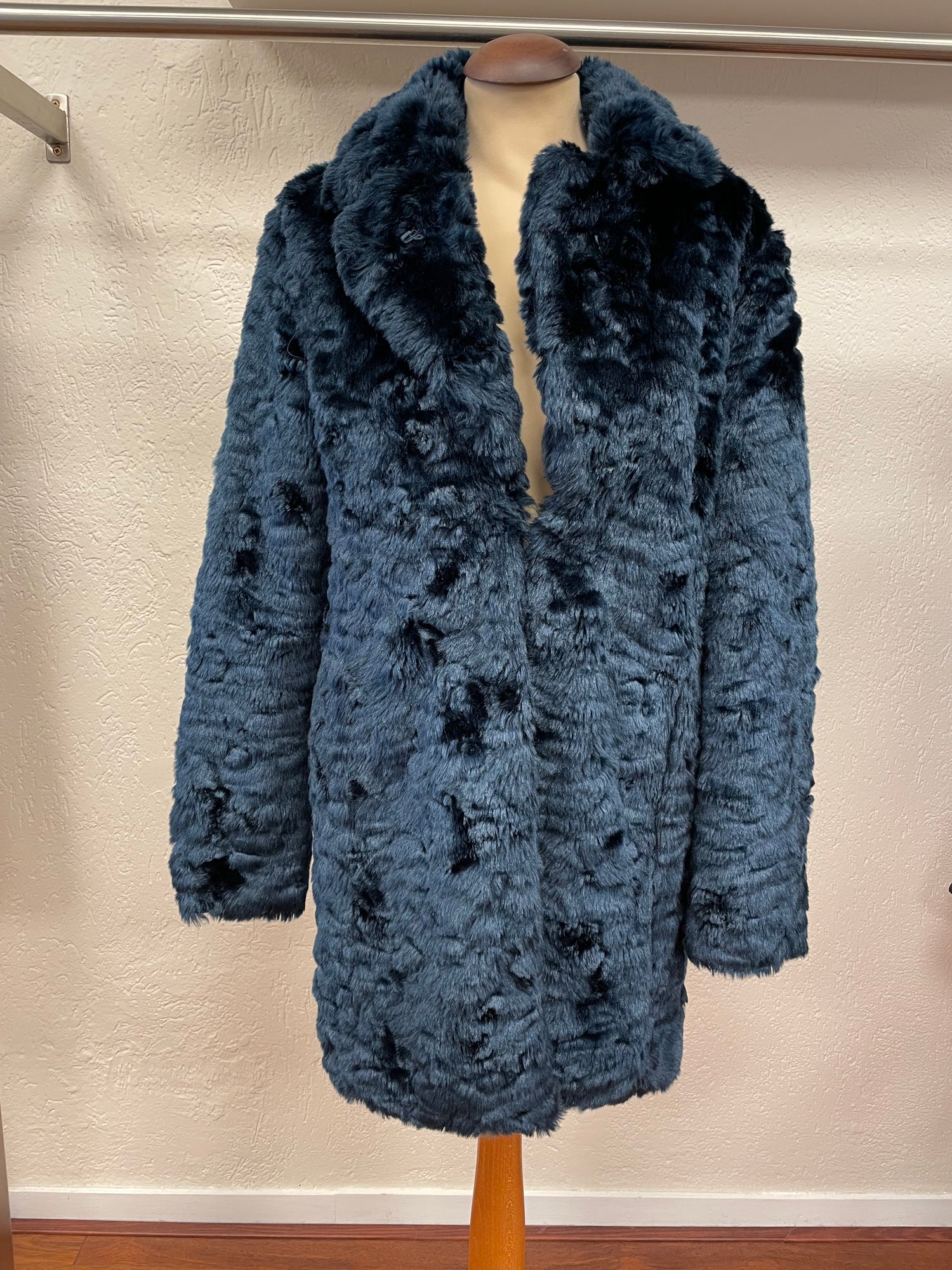 Geisha jas faux fur winterjas maat S 36 petrol blauw