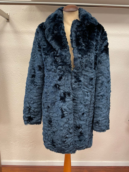 Geisha jas faux fur winterjas maat S 36 petrol blauw