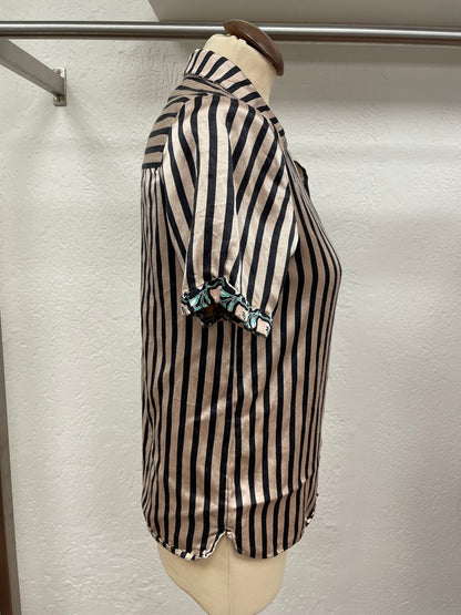 Scotch &amp; Soda blouse maat S 36 streep beige zwart satijn
