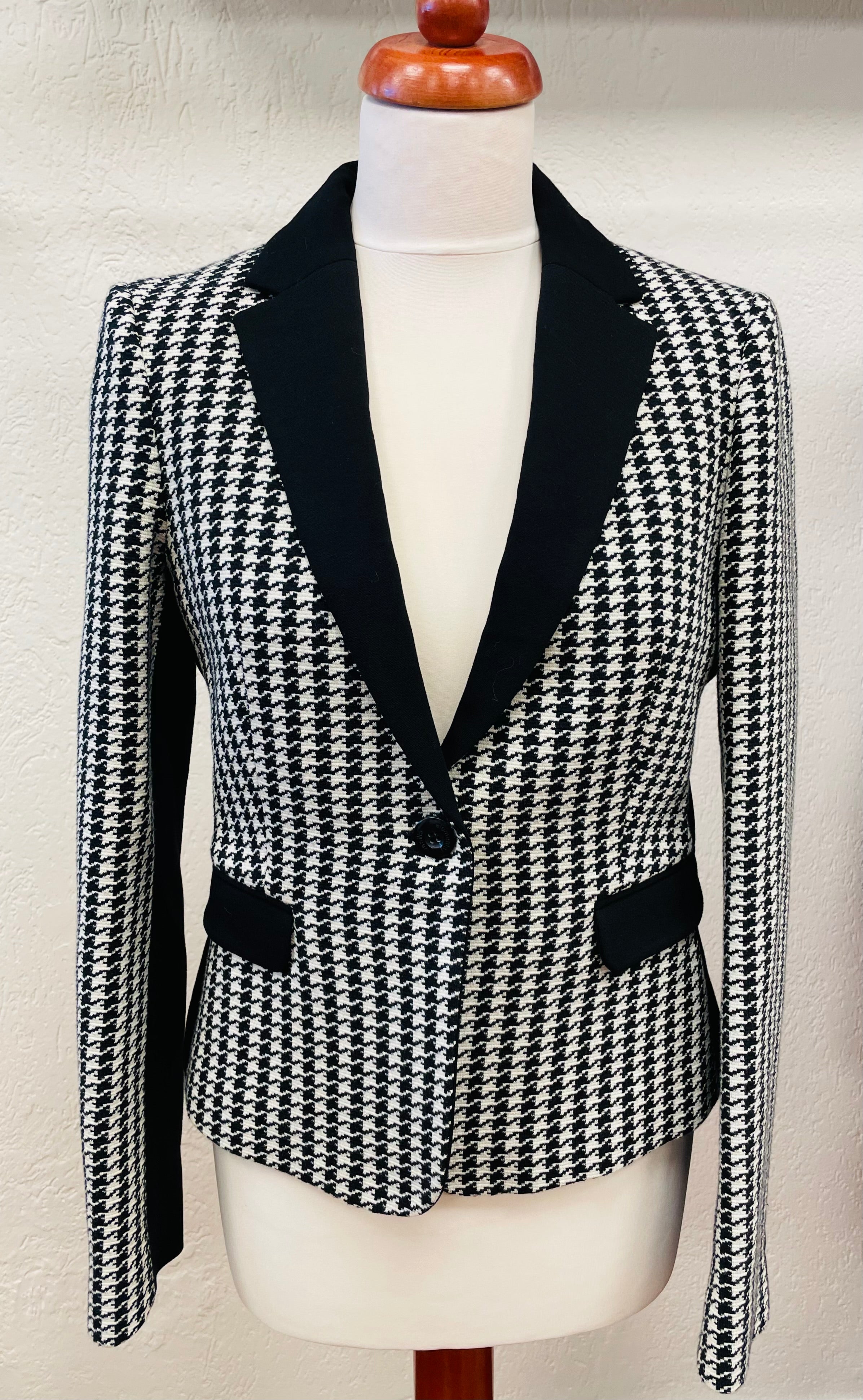 Vanilia blazer colbert zwart wit pied de poule ruit maat M 38