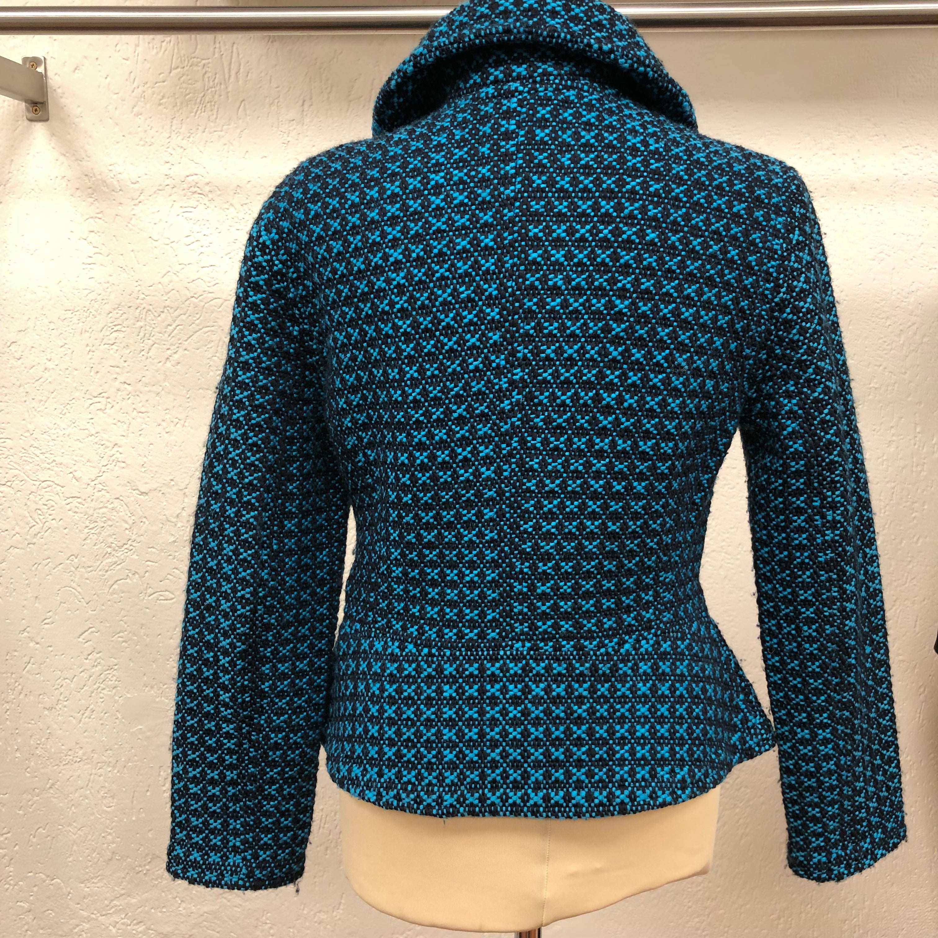 Inti jasje Blazer maat S M 36/38 zwart turquoise wol