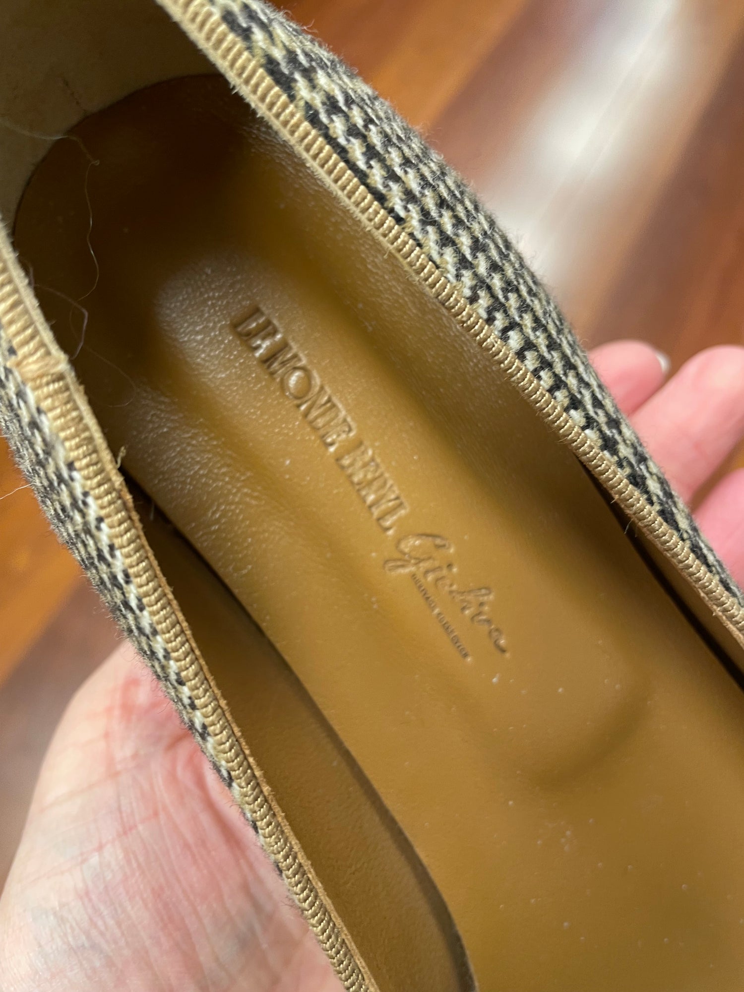 Le Monde Beryl schoenen instappers maat 37.5 / 38 bruin ecru ruit