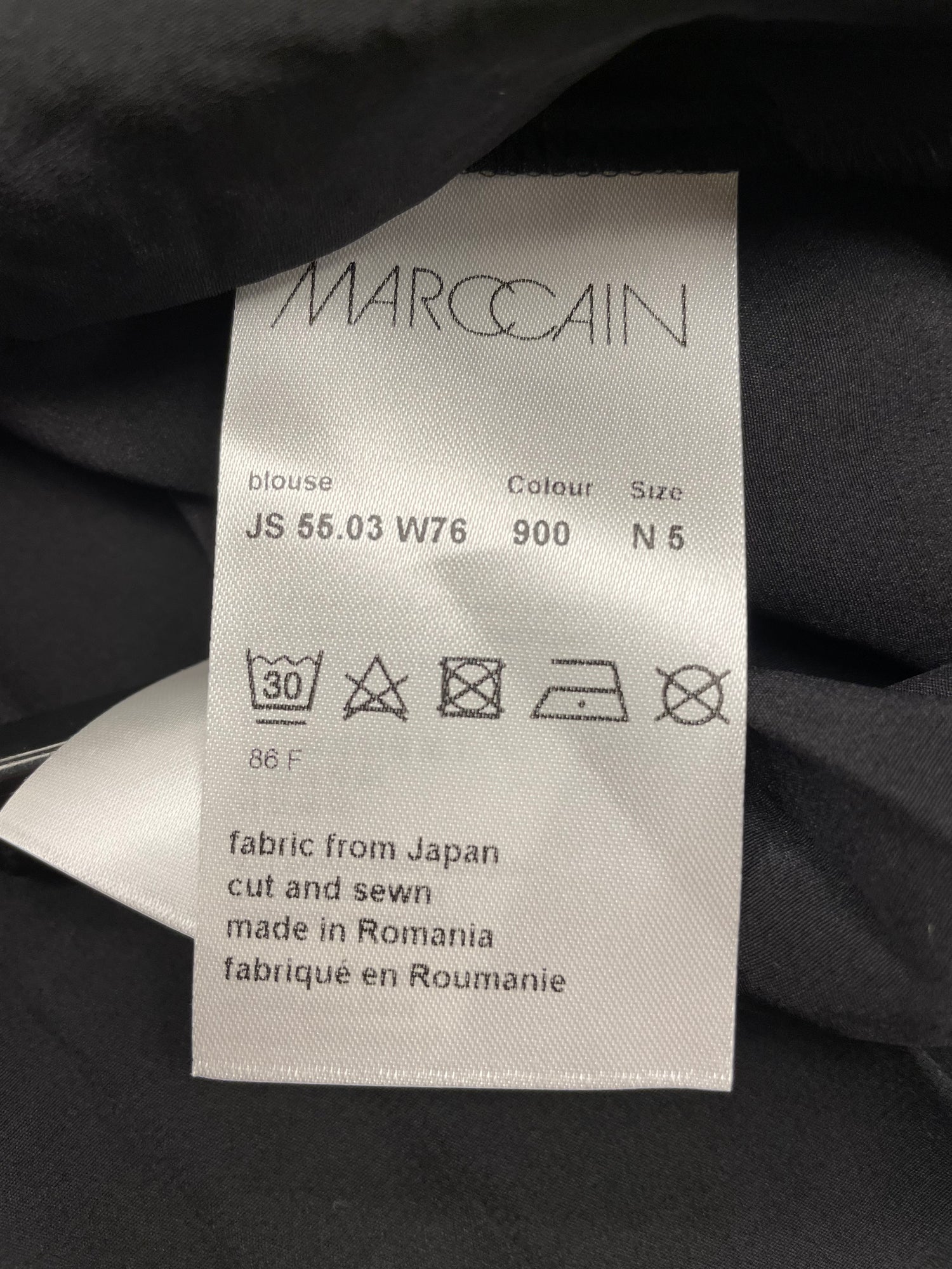 Marc Cain blouse maat 5 / 42 XL zwart wit blouson top