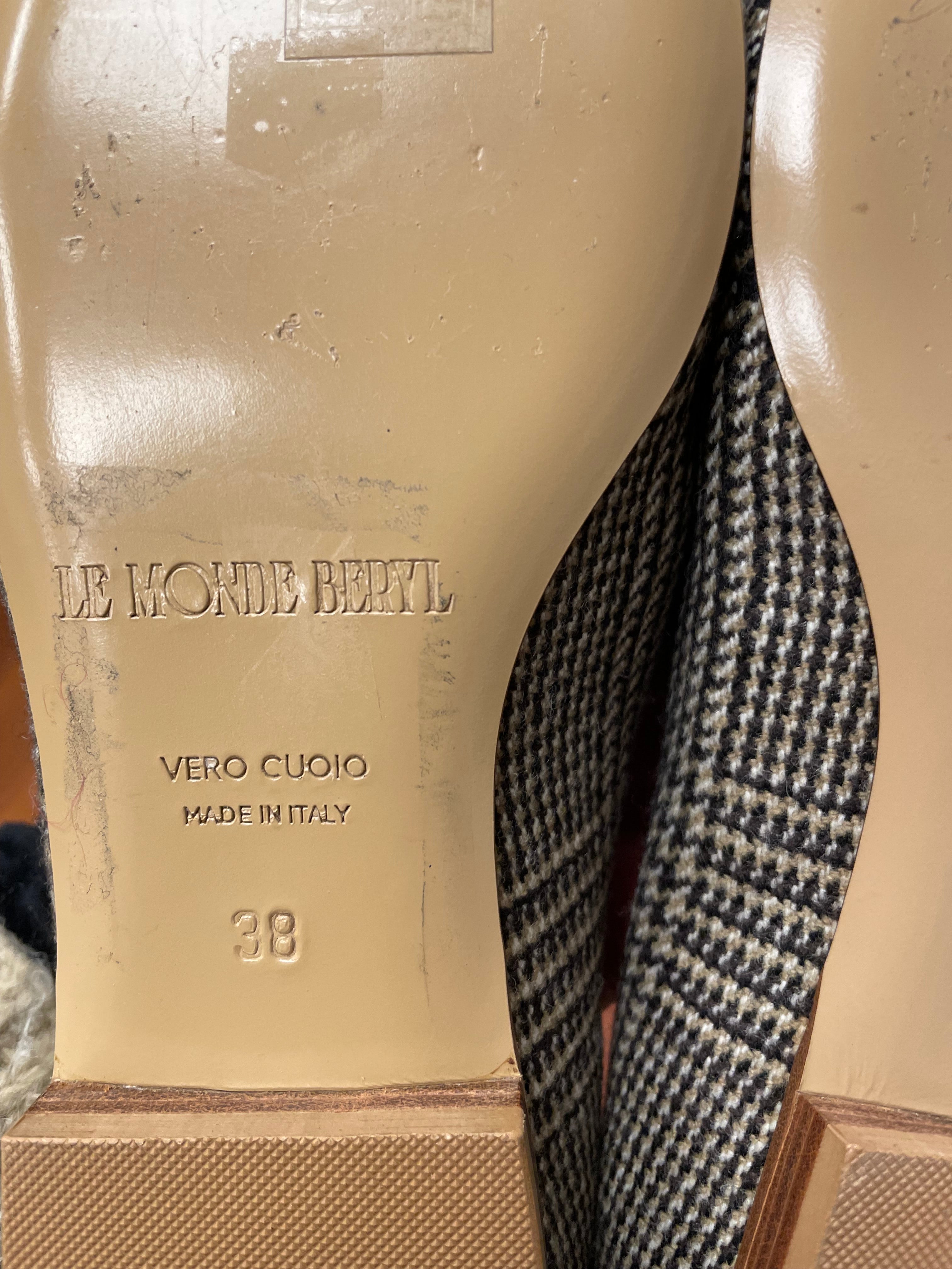 Le Monde Beryl schoenen instappers maat 37.5 / 38 bruin ecru ruit