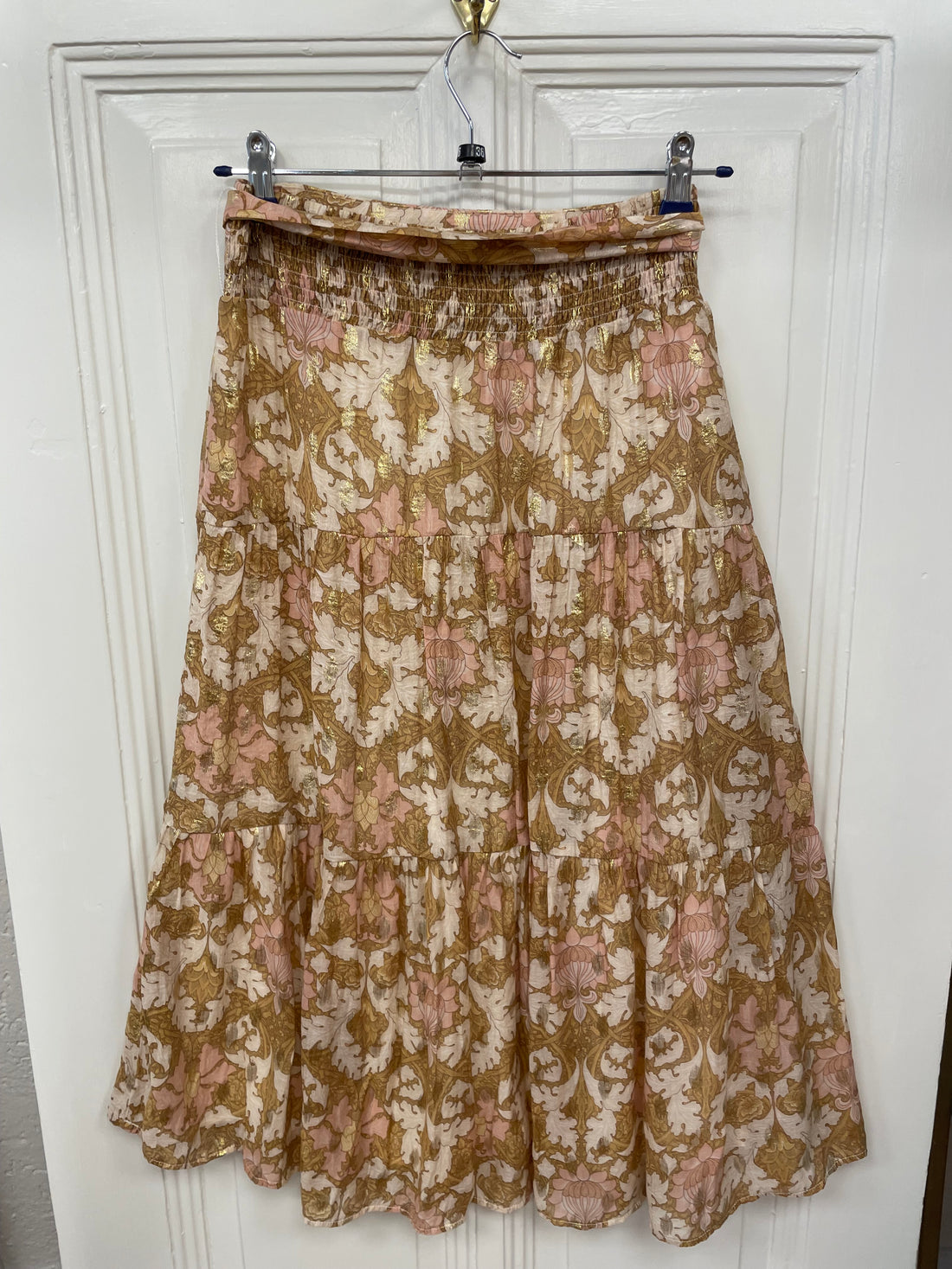 Sofie Schnoor rok maat S 36 ecru bruin roze goud viscose