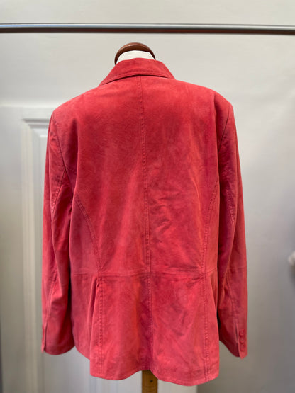 Basler jasje blazer maat 44 XXL rood suède leder