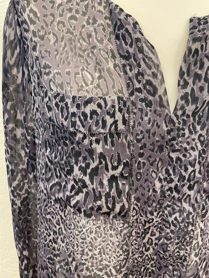 Marc Cain blouse zijde maat 5 XL 42 paars lila grijs