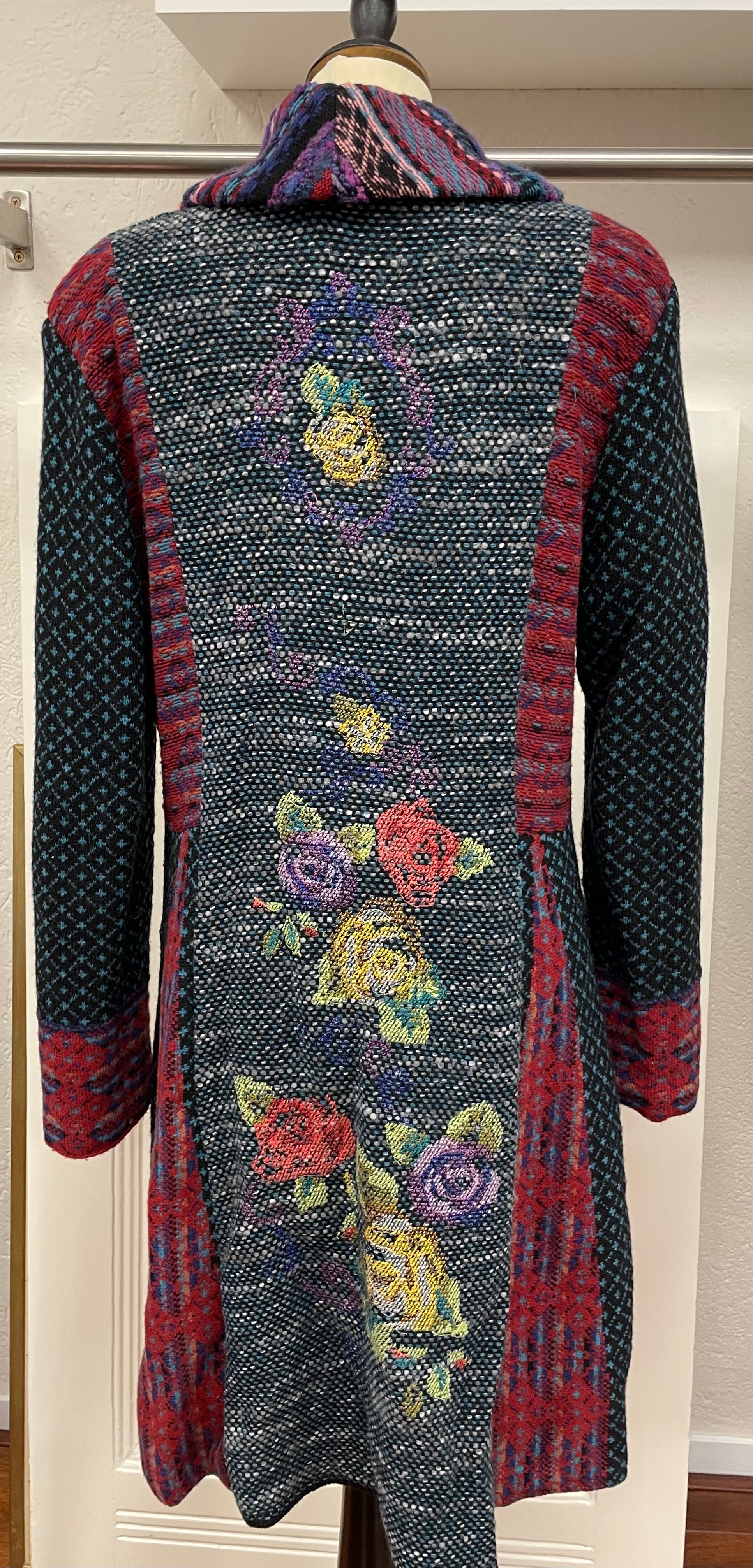 Ivko mantel jas maat 42 / 44 XL multikleur wol