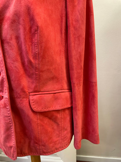 Basler jasje blazer maat 44 XXL rood suède leder