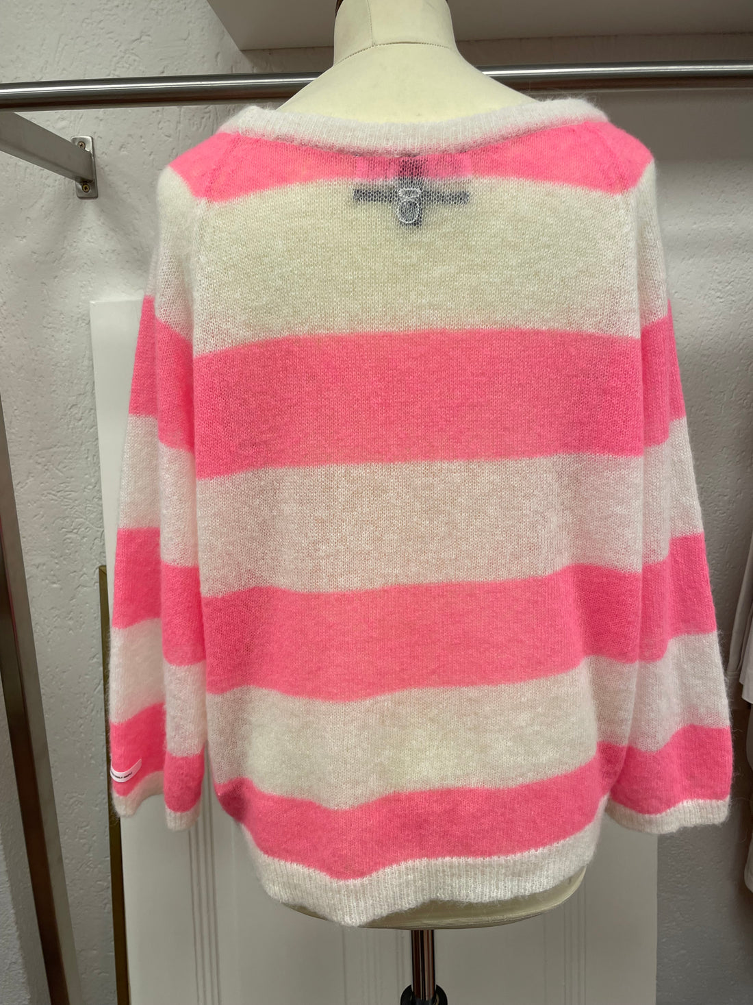 10 Days trui maat M 38 knitted strepen alpaca merino wit roze