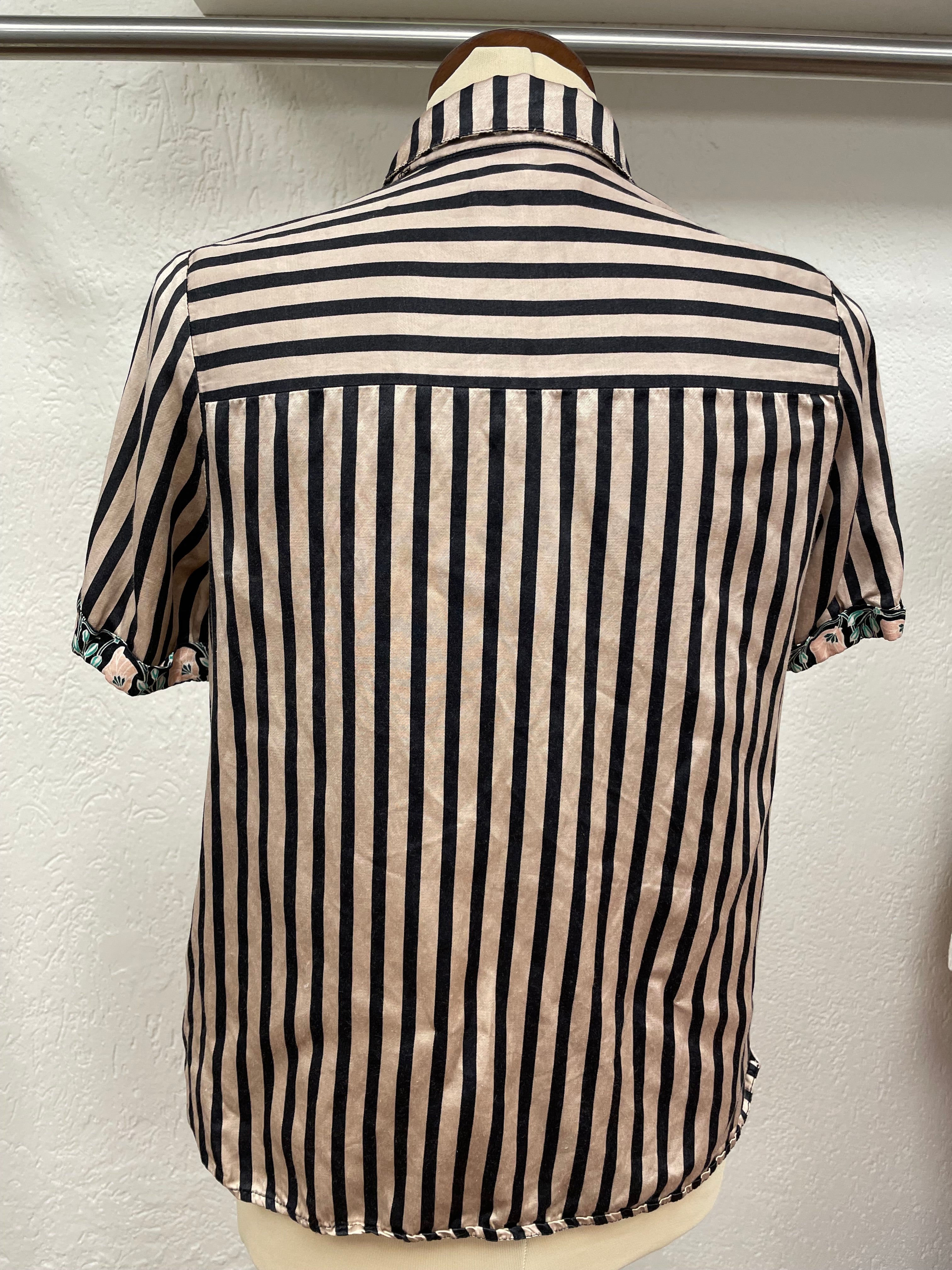 Scotch &amp; Soda blouse maat S 36 streep beige zwart satijn