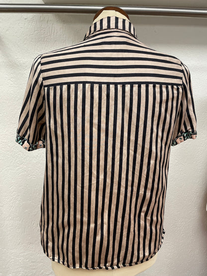 Scotch &amp; Soda blouse maat S 36 streep beige zwart satijn