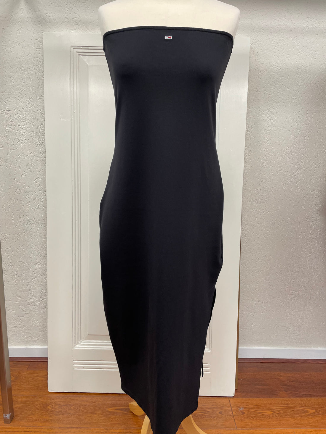 Tommy Hilfiger jurk Dress maat L 40 zwart tricot lang split