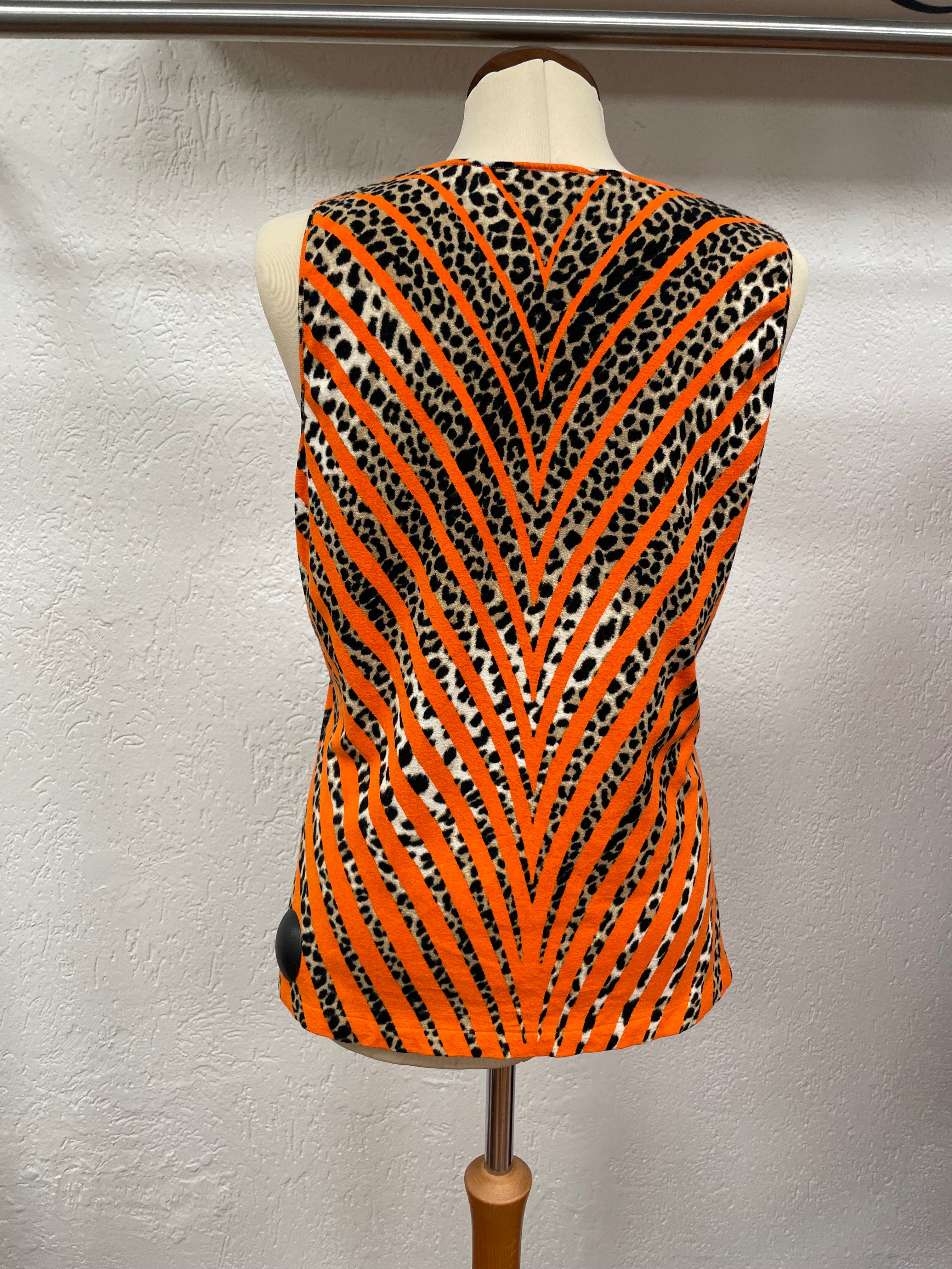 Blumarine top oranje animal bruin zwart maat 44 XXL