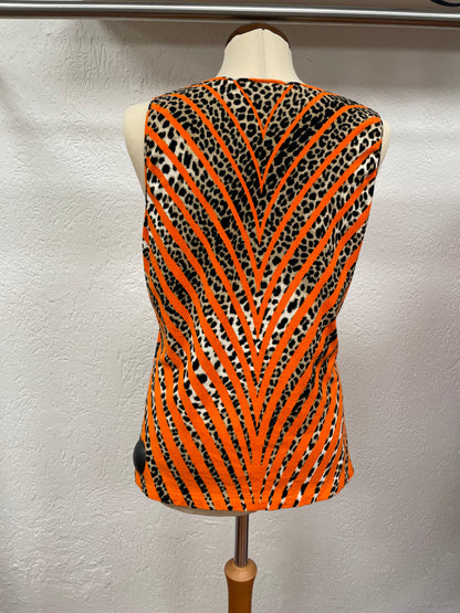 Blumarine top oranje animal bruin zwart maat 44 XXL