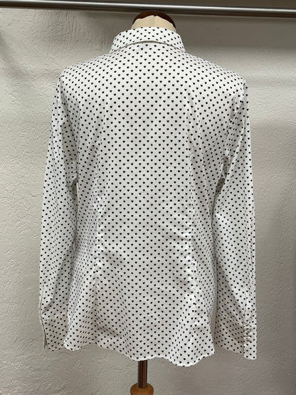 Marc Cain blouse maat 6 XXL 44 wit zwart hartjes