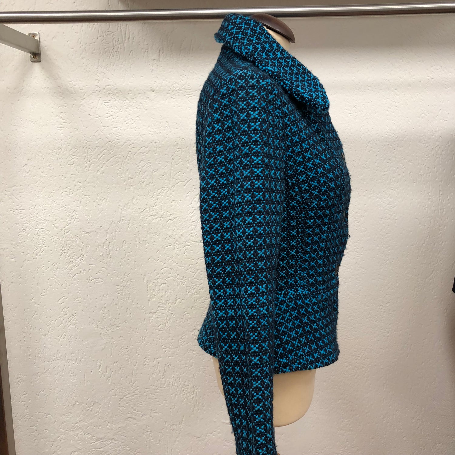 Inti jasje Blazer maat S M 36/38 zwart turquoise wol