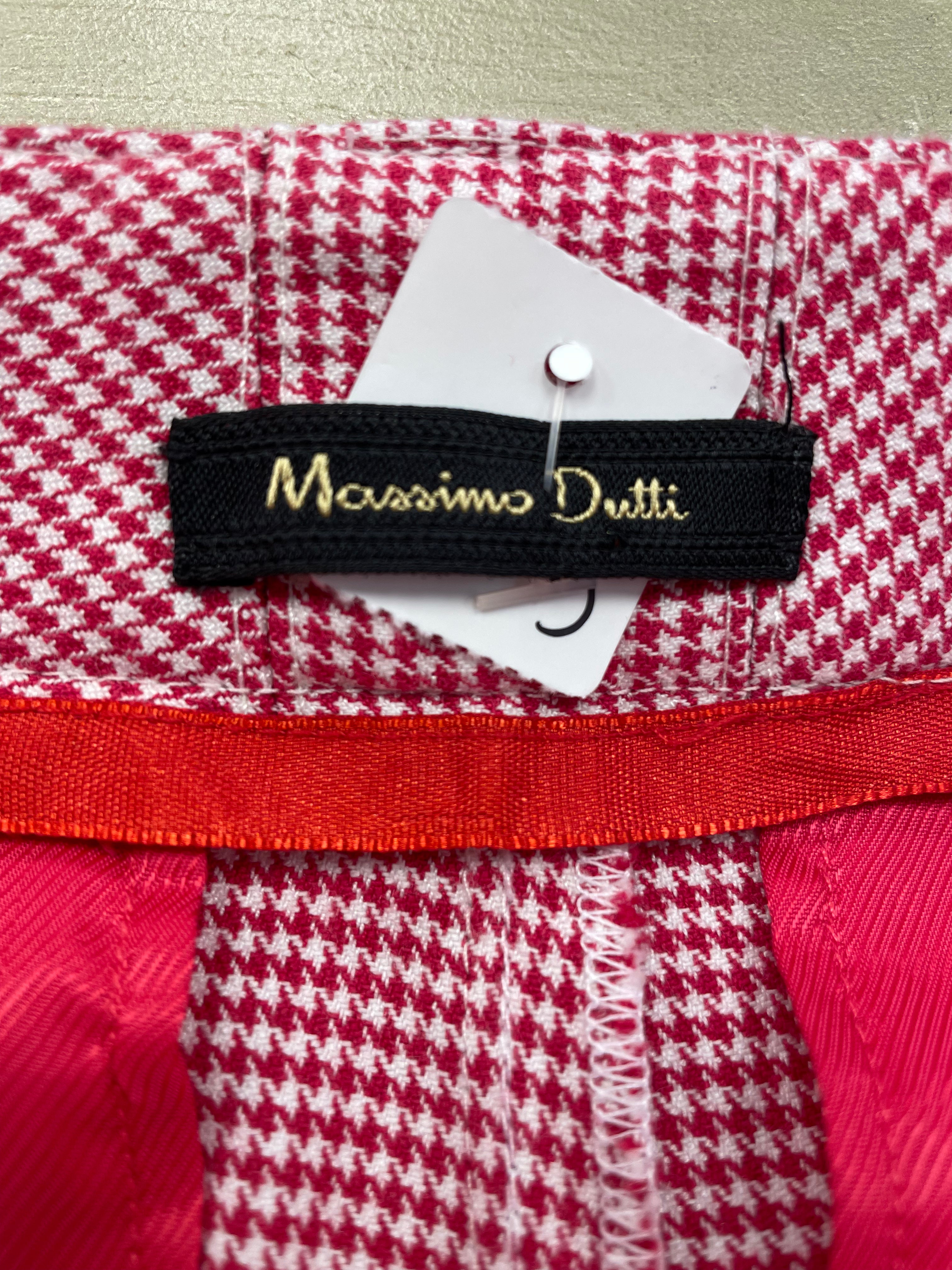 Massimo Dutti broek rood wit ruit